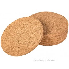 CRCHOM 6 Pack Cork Trivet Set 8 Diameter x 0.4 Thick Round Cork Hot Pads for Dishes Pots Pans and Plants