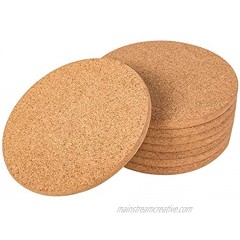 CRCHOM 8 Pack Cork Trivet Set 8 Diameter x 0.4 Thick Round Cork Hot Pads for Dishes Pots Pans and Plants
