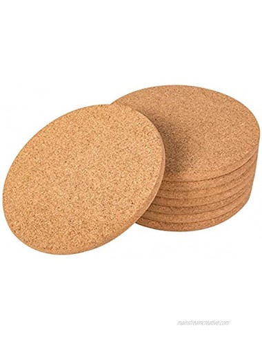 CRCHOM 8 Pack Cork Trivet Set 8 Diameter x 0.4 Thick Round Cork Hot Pads for Dishes Pots Pans and Plants