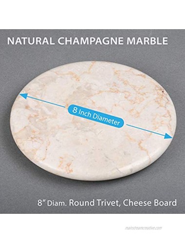Creative Home Genuine Champagne Marble 8 Round Trivet Cheese Serving Board