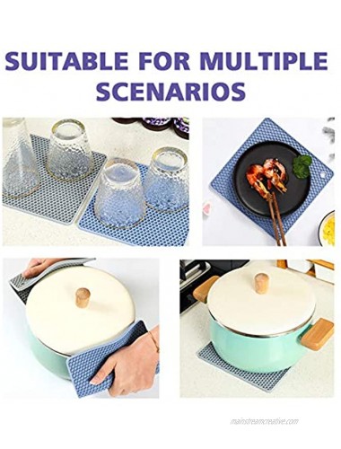 Eif Heat Resistant Silicone Trivet Mats 230°Heat Resistant Honeycomb Silicone Pad Ultra-Thick 6mm Square and Round Shape Placemats Set Suitable for Desktop Kitchen Countertops Hot Pots