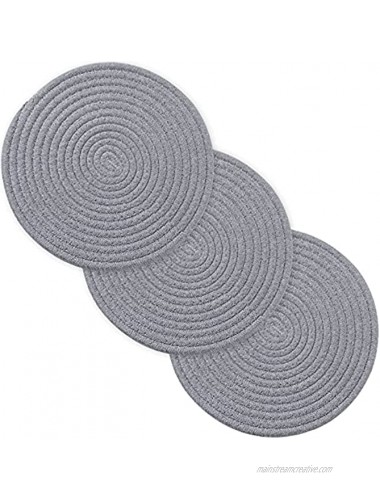 Garkup Trivet-Potholders Set-Hot Pads Hot Mats-Stylish Coasters Set of 3 Spoon Rest for Cooking and Baking by Diameter 9.5 Inches Light Grey Trivet