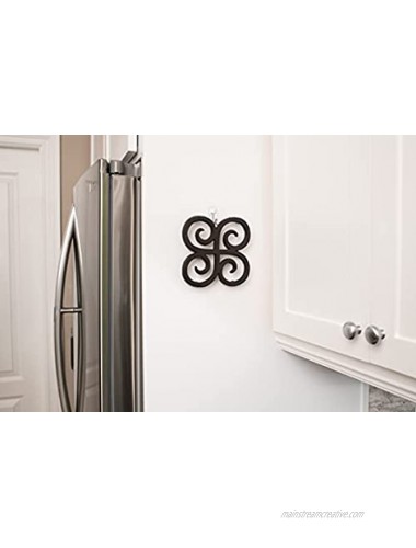 gasaré Cast Iron Trivet Infinity Circles Decor for Hot Pots Pans Dishes Kitchen Rubber Feet Caps Ring Hanger 7½ Inches Rustic Brown Finish 1 Unit