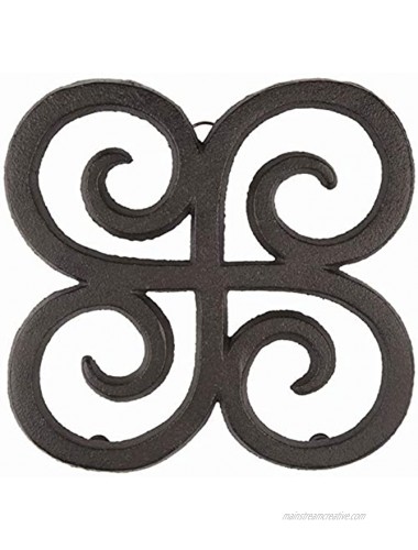 gasaré Cast Iron Trivet Infinity Circles Decor for Hot Pots Pans Dishes Kitchen Rubber Feet Caps Ring Hanger 7½ Inches Rustic Brown Finish 1 Unit