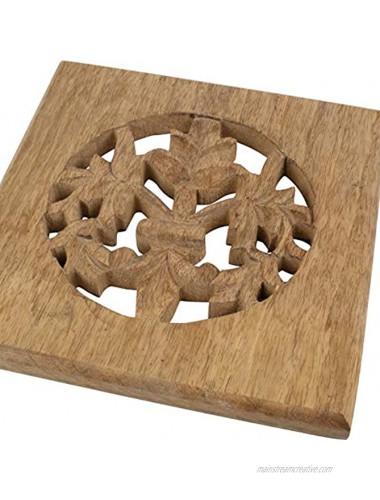 Handmade Wooden Trivet For Hot Dishes Plates & Pots Holder Hot Pad For Kitchen & Dining Table Decor Cookware Heat Resistant Rustic Decorative Carvings 8 Inches Tabletop Home & Dining Table Essentials