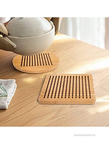 Hedume Set of 2 Bamboo Lattice Trivets 8 Natural Bamboo Trivet Mat Set Table Solid Bamboo Hot Pads Trivets for Hot Dishes and Pot