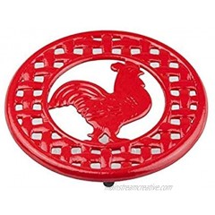 Home Basics Cast Iron Rooster Red Trivet 8" x 8" x .62