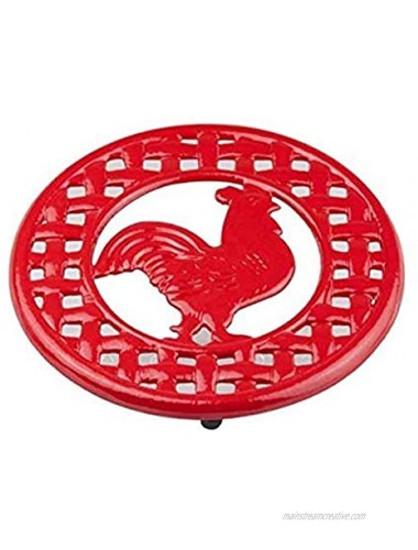 Home Basics Cast Iron Rooster Red Trivet 8 x 8 x .62