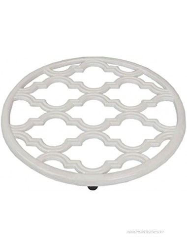 Home Basics Lattice Collection Cast Iron Trivet for Serving Hot Dish Pot Pans & Teapot on Kitchen Countertop or Dinning Table-Heat Resistant 3 White