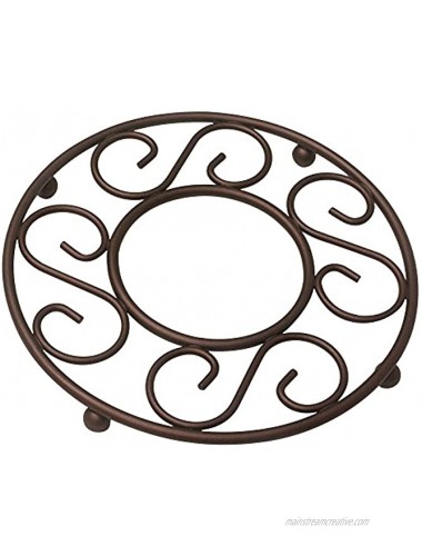Home Basics Scroll Collection Steel Trivet for Hot Dishes Pots And Pans Round Design For Kitchen & Dinning Table Bronze