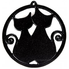 Home-X Cast Iron Trivet Round Trivet with Two Cat Silhouettes