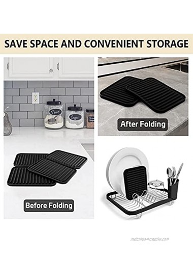 Knmkisk Silicone Trivets for Hot Pots and Pans 8x 12.2 Multi-Purpose Collapsible Trivet Mat,Non-Slip Waterproof Trivet Mat for Kitchen Counter 2 Pack Black