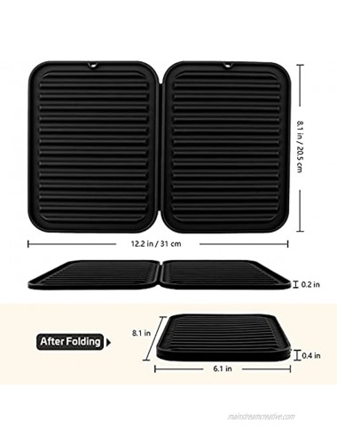 Knmkisk Silicone Trivets for Hot Pots and Pans 8x 12.2 Multi-Purpose Collapsible Trivet Mat,Non-Slip Waterproof Trivet Mat for Kitchen Counter 2 Pack Black