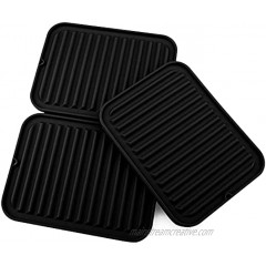 Knmkisk Silicone Trivets for Hot Pots and Pans 8"x 12.2" Multi-Purpose Collapsible Trivet Mat,Non-Slip Waterproof Trivet Mat for Kitchen Counter 2 Pack Black