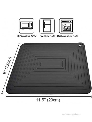 Large Silicone Trivet Mat for Hot Dishes Heat Resistant pot holder 12x 9 Non Slip Thick Flexible Hot Pads for Kitchen Table set of 2 Black