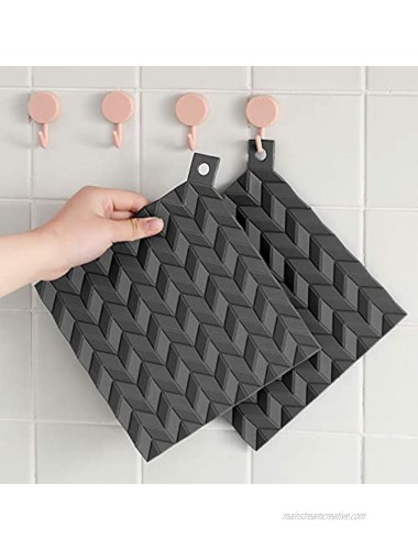 Leetaltree Pot Holders 2 Pcs 8x8 Silicone Hot Pads for Kitchen Counter Trivet for Hot Pots and Pans Multi-Purpose Non-Slip and Heat Resistant Hot Mats Grey