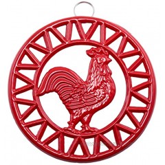 Old Dutch Two-Tone Rooster Trivet Red