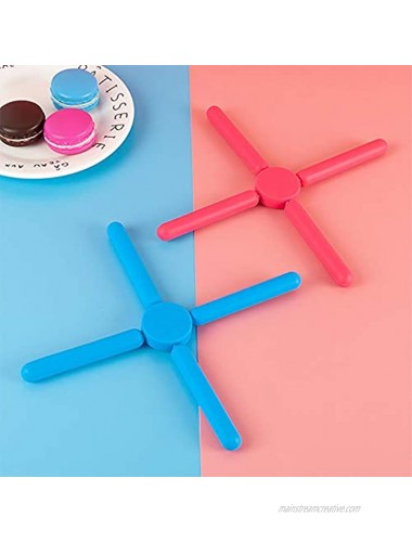 Pack of 3 PCS Blue Foldable Trivets Silicone Folding Trivets Non-Slip Collapsible Cross Compact Design Expandable Silicone Pot Holder