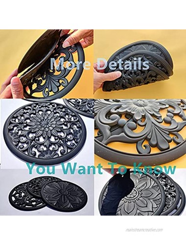 RESEYA Silicone Trivets for Hot Pots and Pans Kitchen Counter Hot Pads Heat Resistant Flexible Pot Holders Round Hollow Carved 7.87 Pack of 3 Black