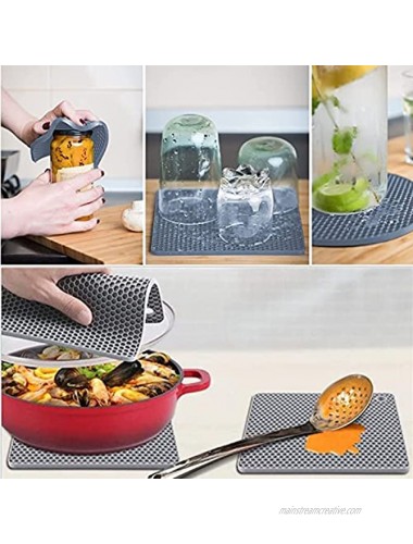 Silicone Trivet Mats Hot Pads for Dinning Table Countertop 4Pcs Multipurpose Potholder Jar Opener Coasters Dish Drying Mats