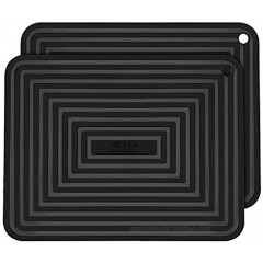 Silicone Trivets Tablemats for Hot Dishes and Counter Top Large Kitchen Mats for Mug Coasters Pot Holder Spoon Rests Flexible Trivets for Hot Pans and Plates Set of 2,Black