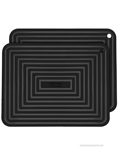 Silicone Trivets Tablemats for Hot Dishes and Counter Top Large Kitchen Mats for Mug Coasters Pot Holder Spoon Rests Flexible Trivets for Hot Pans and Plates Set of 2,Black