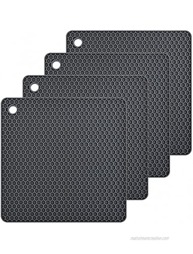Smithcraft Silicone Trivet Pot Mat for Countertop Trivest Pads Heat Resistant Table Placemats 4 Pack,Size:7.5x7.5 Inch Color: Grey Shape:Square