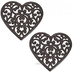 Sumnacon 2 Pcs 7.7 Inch Cast Iron Trivets Heavy Duty Rustic Metal Hot Pot Pads Vintage Hot Plate Trivets for Kitchen Countertop Dining Table