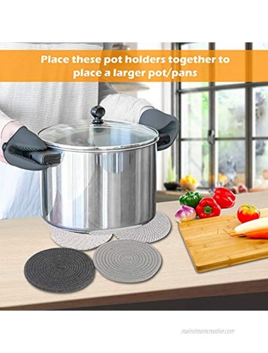 Trivets Set Potholders Set for Hot Pots and Pans 100% Pure Cotton Thread Weave Hot Pot Holders and Silicone Oven Mitts Set Stylish Coasters Hot Pads Hot Mat Kitchen Trivet Countertop 7.3 inch