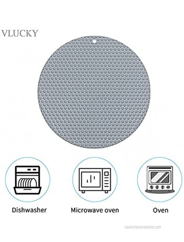 VLUCKY 2 Pack Silicone Trivet Mats 11.8 Inch Diameter Heat Resistant Trivet Durable & Flexible Hot Pot Holder Hot Pads Microwave Mat Drying Mat Non-Slip Jar Opener Utensil Rest Gray