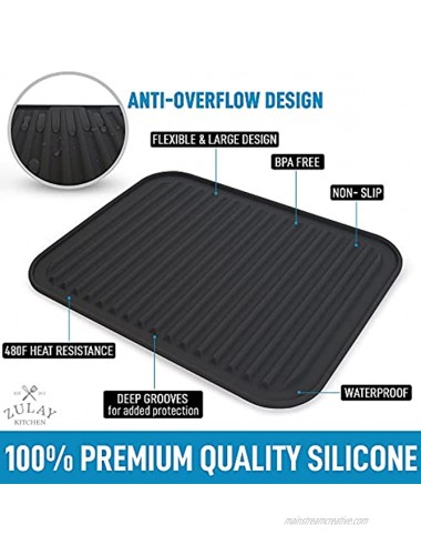 Zulay 2 Pack 9x12 Silicone Trivets For Hot Pots and Pans Multi-Purpose & Versatile Trivet Mat Heat Resistant Silicone Trivet Durable & Flexible Hot Pads For Kitchen Counter Black