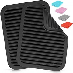 Zulay 2 Pack 9"x12" Silicone Trivets For Hot Pots and Pans Multi-Purpose & Versatile Trivet Mat Heat Resistant Silicone Trivet Durable & Flexible Hot Pads For Kitchen Counter Black