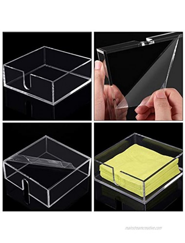 2 Pieces Acrylic Cocktail Napkin Holder Clear Napkin Holder Square Rectangle Napkin Holder for Lunch Dinner Guest Kitchen Bathroom Restaurant Office 5 mm Thickness 5.5 x 5.5 Inch