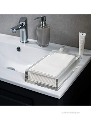 AH AMERICAN HOMESTEAD Acrylic Bathroom Hand Towel Tray Paper Guest Towel Holder Vanity Tray for Bathroom Kitchen Countertops Dining Tables Makeup Desk – 5”x9.25” Bath Tray