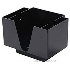 Bar Lux 7.9 Inch x 5.5 Inch Napkin Holder 1 3-Compartment Condiment Caddy Rectangle Tabletop Black Plastic Napkin Caddy Refillable Easy Access
