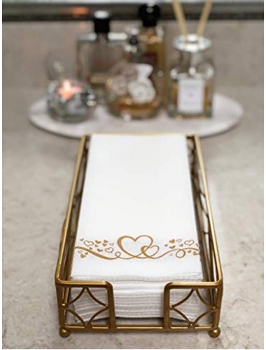 Chez JuJu Gold Elegant Sturdy Guest Napkin Holder | Disposable Paper Hand Towel Storage Tray Caddy | Premium Quality | Bathroom Kitchen Dining Table Wedding Party Hotel Office décor | Indoor Outdoor