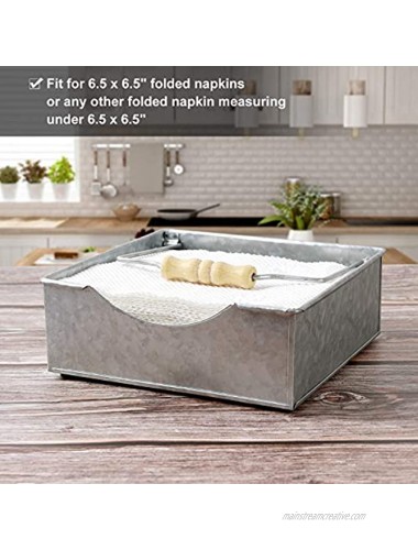Cleaky Farmhouse Napkin Holder Galvanized Decor with Wooden Handles Metal Table Top Decorative Napkin Holder for Kitchen RV Indoor or Outdoor Dining