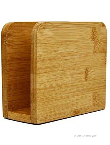 Country Rustic Farmhouse Bamboo Napkin Holder – Freestanding Tissue Dispenser for Kitchen Countertops – Dinning Accessories – Restaurant Storage Organizer – Bar Essential and Décor
