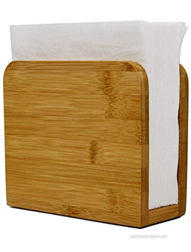 Country Rustic Farmhouse Bamboo Napkin Holder – Freestanding Tissue Dispenser for Kitchen Countertops – Dinning Accessories – Restaurant Storage Organizer – Bar Essential and Décor