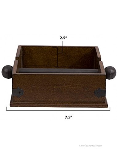 Creative Co-op Square Wood Napkin Holder With Metal Bar Large brown,CG0232