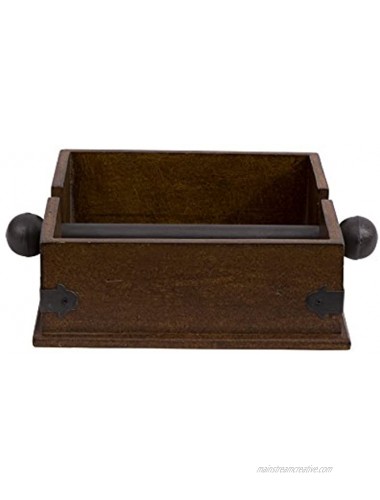 Creative Co-op Square Wood Napkin Holder With Metal Bar Large brown,CG0232