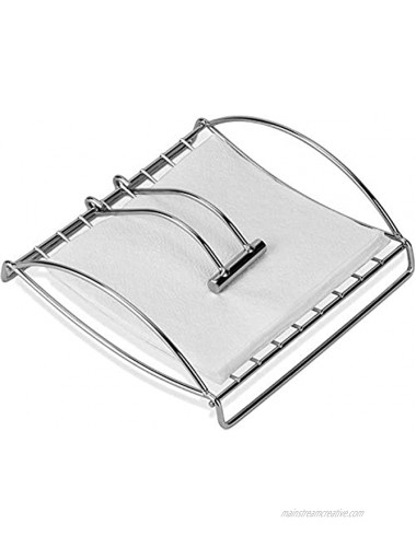 DecorRack Chrome Paper Napkin Holder with Weighted Metal Arm Flat Napkin Dispenser Modern Serviette Holder Perfect for Outdoor Events Home Table Office Restaurant 1 Pack