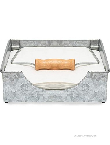 Farmhouse Napkin Holder by Saratoga Home 30% Heavier Solid Steel With Wood Accent and Padded Feet Holds 40+ Napkins