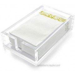 Gonioa Acrylic Guest Towel Napkin Holder Clear Bathroom Paper Hand Towels Storage Tray Buffet Napkin Holder Fancy Flat Napkin Holders for Bathroom Kitchen Countertops Dining Tables Makeup Desk