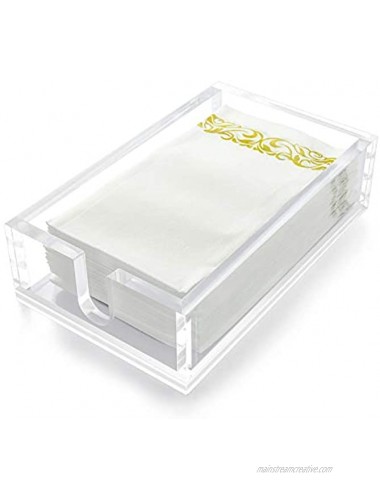 Gonioa Acrylic Guest Towel Napkin Holder Clear Bathroom Paper Hand Towels Storage Tray Buffet Napkin Holder Fancy Flat Napkin Holders for Bathroom Kitchen Countertops Dining Tables Makeup Desk