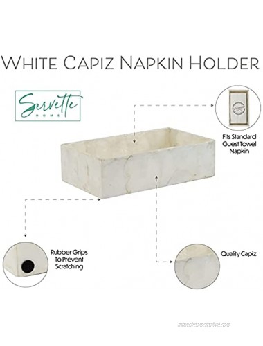 Guest Towel Napkin Holder for Kitchen White Capiz