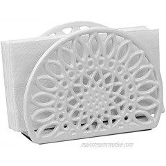 Home Basics Sunflower Collection Cast Iron Napkin Holder for Kitchen Countertop | Dinner Table | Indoor & Outdoor Use | Storage and Organization White