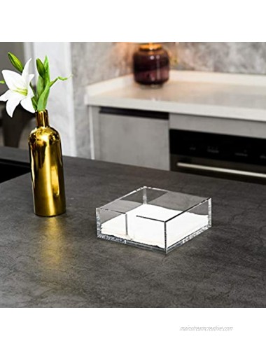 KEVLANG Sturdy Acrylic Lunch Dinner Napkin Holder,Countertop Napkin Tray for Dining Table,Kitchen,Bar,Clear Modern Luncheon Napkin Tissue Holder for 7x7 Inch Napkins or smaller.
