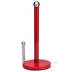 Kitchen Details Countertop Single Tear Paper Towel Holder Free Standing Weighted Bottom Holds Large Rolls Dispenser Bar Prevents Unraveling Red