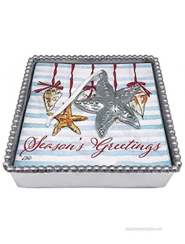 Mariposa Starfish Ornament Holiday Napkin Holders Box Silver